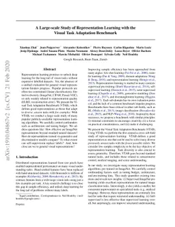 A Large-scale Study of Representation Learning with the Visual Task
  Adaptation Benchmark