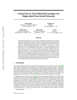 Central Server Free Federated Learning over Single-sided Trust Social
  Networks