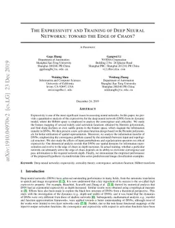 The Expressivity and Training of Deep Neural Networks: toward the Edge
  of Chaos?