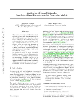 Verification of Neural Networks: Specifying Global Robustness using
  Generative Models