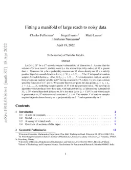 Fitting a manifold of large reach to noisy data