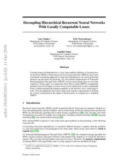 Decoupling Hierarchical Recurrent Neural Networks With Locally
  Computable Losses