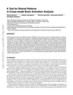 A Test for Shared Patterns in Cross-modal Brain Activation Analysis