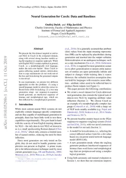 Neural Generation for Czech: Data and Baselines