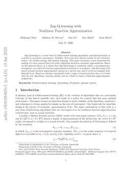 Zap Q-Learning With Nonlinear Function Approximation