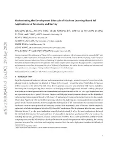 Orchestrating the Development Lifecycle of Machine Learning-Based IoT
  Applications: A Taxonomy and Survey