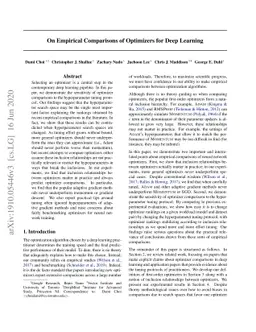 On Empirical Comparisons of Optimizers for Deep Learning