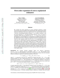 First order expansion of convex regularized estimators