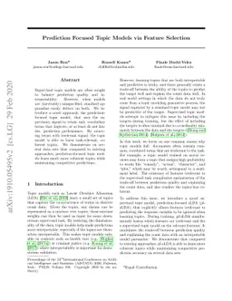 Prediction Focused Topic Models via Feature Selection