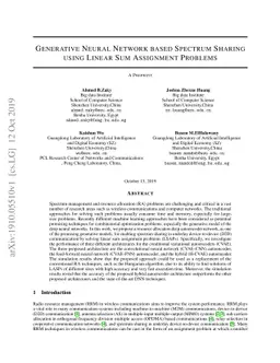 Generative Neural Network based Spectrum Sharing using Linear Sum
  Assignment Problems