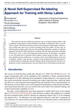 A Novel Self-Supervised Re-labeling Approach for Training with Noisy
  Labels