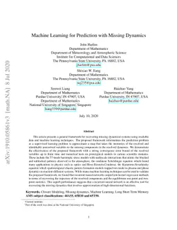 Machine Learning for Prediction with Missing Dynamics