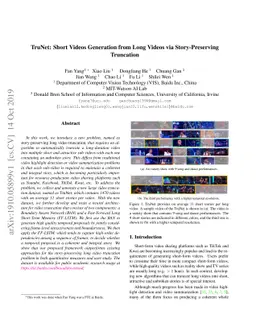 TruNet: Short Videos Generation from Long Videos via Story-Preserving
  Truncation