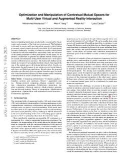 Optimization and Manipulation of Contextual Mutual Spaces for Multi-User
  Virtual and Augmented Reality Interaction