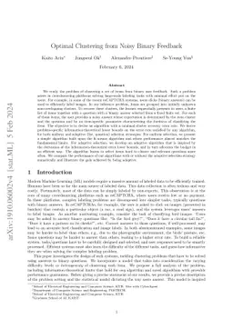 Optimal Clustering from Noisy Binary Feedback