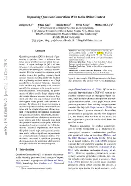 Improving Question Generation With to the Point Context