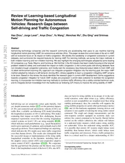 Review of Learning-based Longitudinal Motion Planning for Autonomous
  Vehicles: Research Gaps between Self-driving and Traffic Congestion