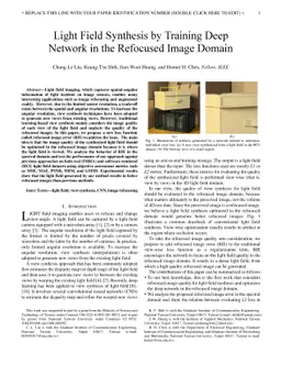 Light Field Synthesis by Training Deep Network in the Refocused Image
  Domain