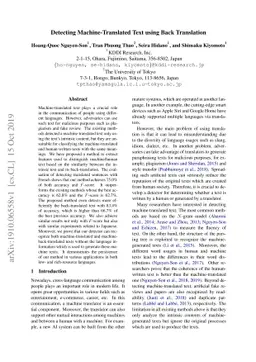 Detecting Machine-Translated Text using Back Translation