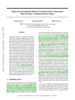 Improved Generalization Bounds of Group Invariant / Equivariant Deep
  Networks via Quotient Feature Spaces