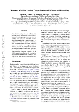 NumNet: Machine Reading Comprehension with Numerical Reasoning