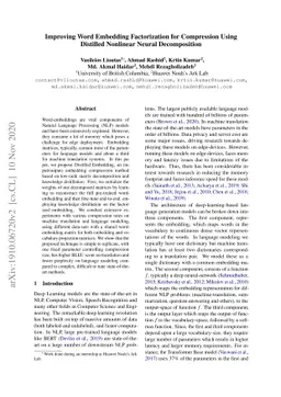 Improving Word Embedding Factorization for Compression Using Distilled
  Nonlinear Neural Decomposition