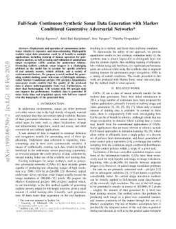 Full-Scale Continuous Synthetic Sonar Data Generation with Markov
  Conditional Generative Adversarial Networks
