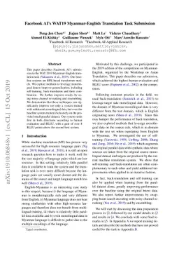 Facebook AI's WAT19 Myanmar-English Translation Task Submission