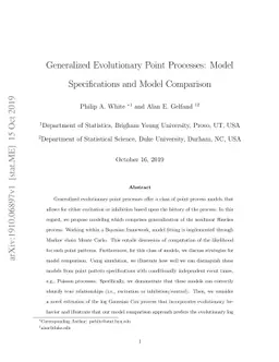 Generalized Evolutionary Point Processes: Model Specifications and Model
  Comparison