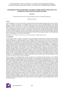 Techniques for Adversarial Examples Threatening the Safety of Artificial
  Intelligence Based Systems