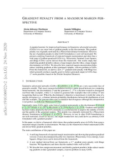 Gradient penalty from a maximum margin perspective