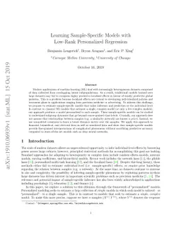 Learning Sample-Specific Models with Low-Rank Personalized Regression