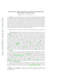 Data-Driven Deep Learning of Partial Differential Equations in Modal
  Space