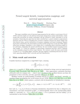 Neural tangent kernels, transportation mappings, and universal
  approximation