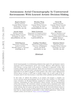 Autonomous Aerial Cinematography In Unstructured Environments With
  Learned Artistic Decision-Making