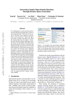 Answering Complex Open-domain Questions Through Iterative Query
  Generation