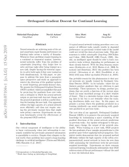 Orthogonal Gradient Descent for Continual Learning
