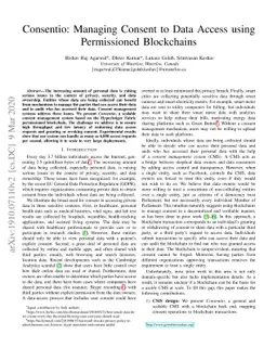 Consentio: Managing Consent to Data Access using Permissioned
  Blockchains
