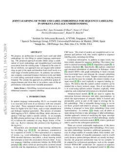 Joint Learning of Word and Label Embeddings for Sequence Labelling in
  Spoken Language Understanding