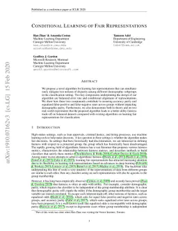 Conditional Learning of Fair Representations
