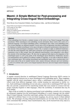Meemi: A Simple Method for Post-processing and Integrating Cross-lingual
  Word Embeddings