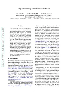 Why can't memory networks read effectively?
