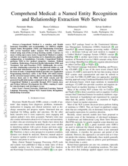 Comprehend Medical: a Named Entity Recognition and Relationship
  Extraction Web Service