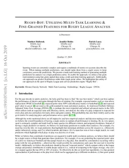 Rugby-Bot: Utilizing Multi-Task Learning & Fine-Grained Features for
  Rugby League Analysis
