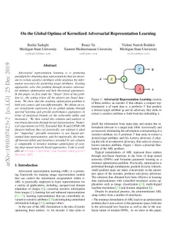On the Global Optima of Kernelized Adversarial Representation Learning