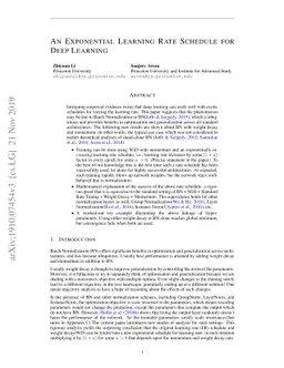 An Exponential Learning Rate Schedule for Deep Learning