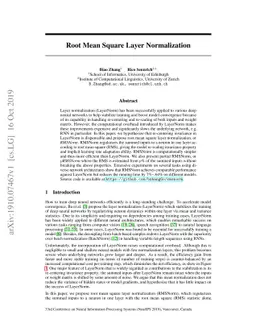Root Mean Square Layer Normalization
