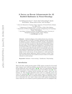 A Survey on Recent Advancements for AI Enabled Radiomics in
  Neuro-Oncology