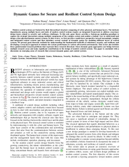 Dynamic Games for Secure and Resilient Control System Design