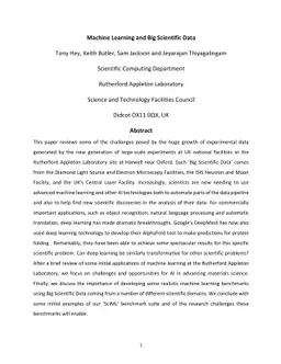 Machine Learning and Big Scientific Data